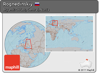 Gray Location Map of Rognedinskiy, highlighted parent region, within the entire country, hill shading