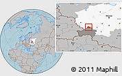 Gray Location Map of Rognedinskiy, highlighted parent region, highlighted grandparent region, hill shading