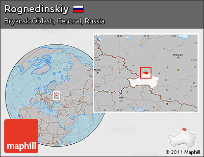Gray Location Map of Rognedinskiy, highlighted parent region, hill shading