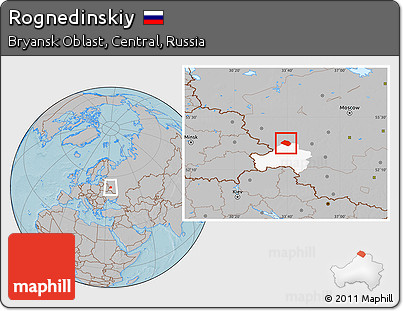 Gray Location Map of Rognedinskiy, highlighted parent region, hill shading