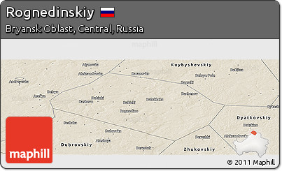 Shaded Relief Panoramic Map of Rognedinskiy