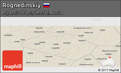Shaded Relief Panoramic Map of Rognedinskiy
