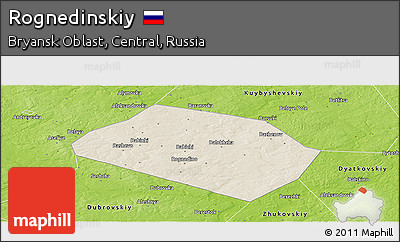 Shaded Relief Panoramic Map of Rognedinskiy, physical outside