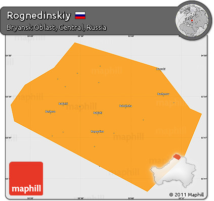 Political Simple Map of Rognedinskiy, single color outside