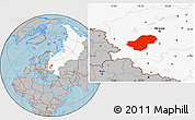 Gray Location Map of Kaluga Oblast, highlighted country, hill shading