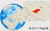 Shaded Relief Location Map of Kaluga Oblast