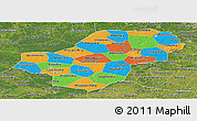 Political Panoramic Map of Kaluga Oblast, satellite outside
