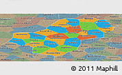 Political Panoramic Map of Kaluga Oblast, semi-desaturated