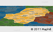 Political Shades Panoramic Map of Kaluga Oblast, darken