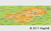Political Shades Panoramic Map of Kaluga Oblast, physical outside