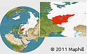 Satellite Location Map of Central, highlighted country