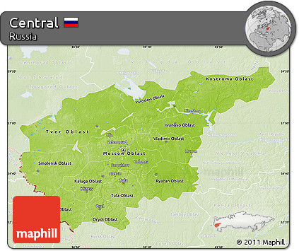 Physical Map of Central, lighten