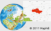 Physical Location Map of Moscow Oblast, highlighted country