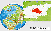 Physical Location Map of Moscow Oblast, highlighted parent region