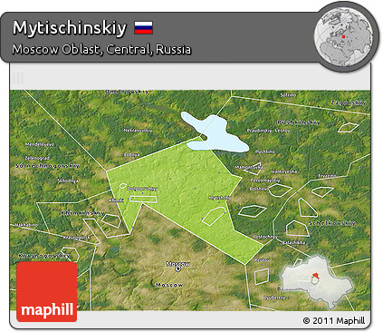 Physical 3D Map of Mytischinskiy, satellite outside