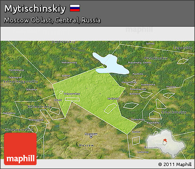 Physical 3D Map of Mytischinskiy, satellite outside