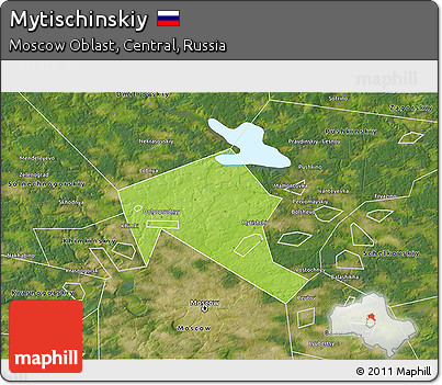 Physical 3D Map of Mytischinskiy, satellite outside