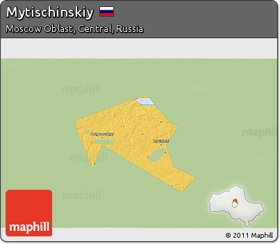 Savanna Style 3D Map of Mytischinskiy, single color outside