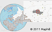 Gray Location Map of Mytischinskiy, highlighted country, highlighted parent region