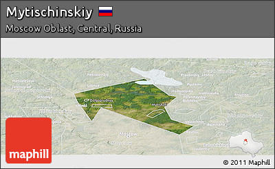 Satellite Panoramic Map of Mytischinskiy, lighten