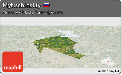 Satellite Panoramic Map of Mytischinskiy, lighten