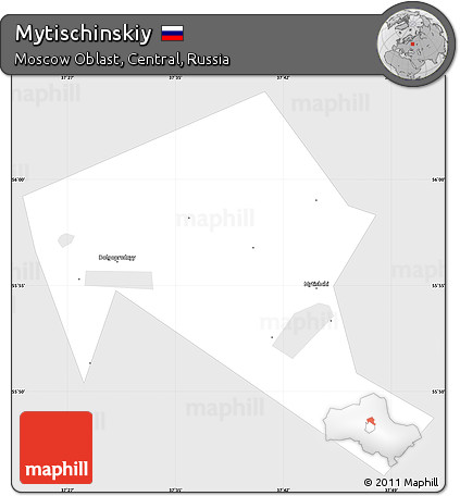 Silver Style Simple Map of Mytischinskiy, single color outside
