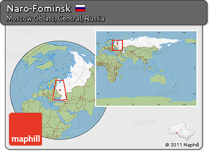 Savanna Style Location Map of Naro-Fominsk, highlighted country, highlighted parent region, within the entire country