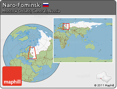 Savanna Style Location Map of Naro-Fominsk, highlighted country, highlighted parent region, within the entire country