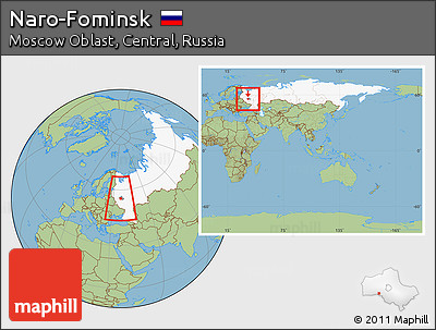 Savanna Style Location Map of Naro-Fominsk, highlighted country, highlighted parent region, within the entire country