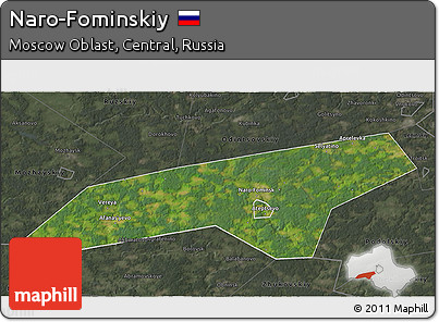 Satellite 3D Map of Naro-Fominskiy, darken, semi-desaturated