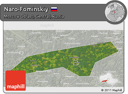 Satellite 3D Map of Naro-Fominskiy, lighten, semi-desaturated