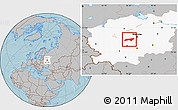 Gray Location Map of Naro-Fominskiy, highlighted grandparent region, hill shading