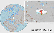 Gray Location Map of Naro-Fominskiy, highlighted parent region, hill shading