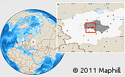Shaded Relief Location Map of Naro-Fominskiy, highlighted parent region, highlighted grandparent region