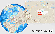 Shaded Relief Location Map of Naro-Fominskiy, highlighted parent region