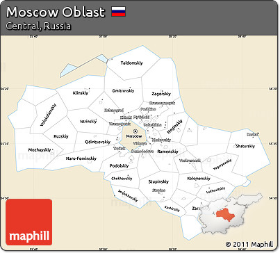 Classic Style Simple Map of Moscow Oblast, single color outside