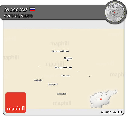 Classic Style 3D Map of Moscow, single color outside