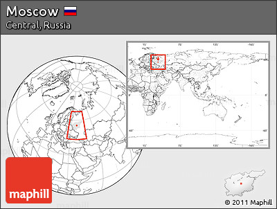 Blank Location Map of Moscow, highlighted parent region, within the entire country