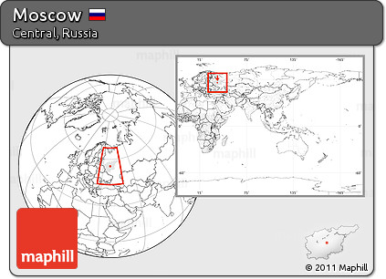 Blank Location Map of Moscow, highlighted parent region, within the entire country