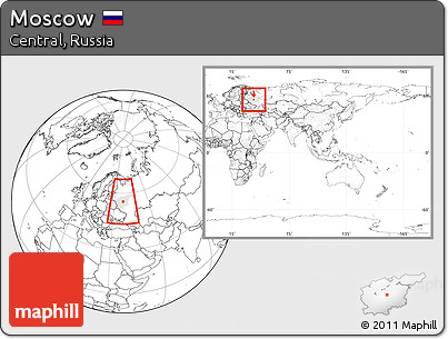 Blank Location Map of Moscow, highlighted parent region, within the entire country