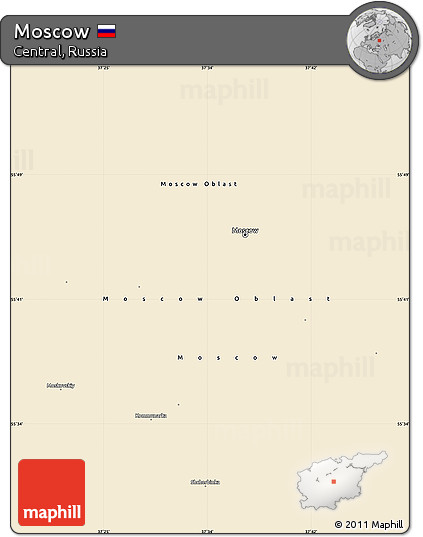Classic Style Simple Map of Moscow, single color outside
