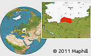 Satellite Location Map of Oryol Oblast, highlighted parent region