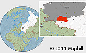 Savanna Style Location Map of Oryol Oblast, highlighted country, highlighted parent region, hill shading