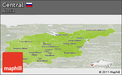 Physical Panoramic Map of Central, lighten, semi-desaturated