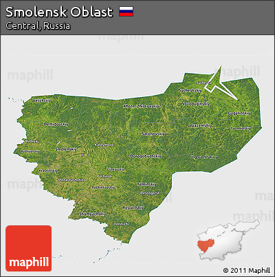 Satellite 3D Map of Smolensk Oblast, single color outside