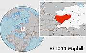 Gray Location Map of Smolensk Oblast, highlighted parent region, hill shading