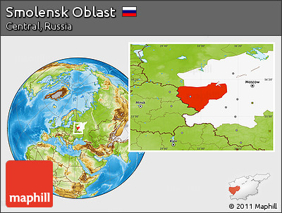 Physical Location Map of Smolensk Oblast, highlighted parent region