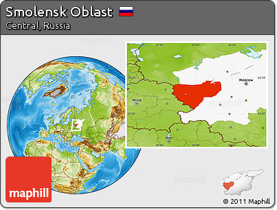 Physical Location Map of Smolensk Oblast, highlighted parent region