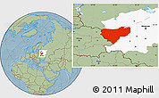 Savanna Style Location Map of Smolensk Oblast, highlighted parent region, hill shading