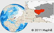 Shaded Relief Location Map of Smolensk Oblast, highlighted country, highlighted parent region